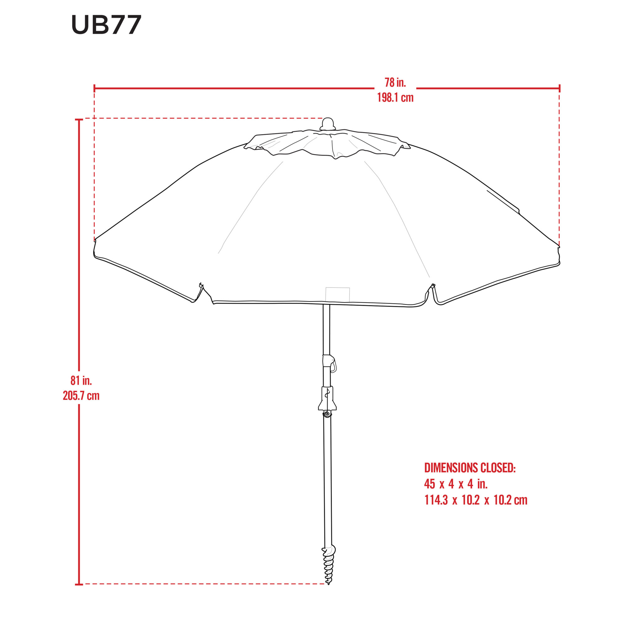 Rio Brands, Rio Beach 7ft. Beach umbrella with sand anchor, Shape Octagon, Model# UB77-2205-1